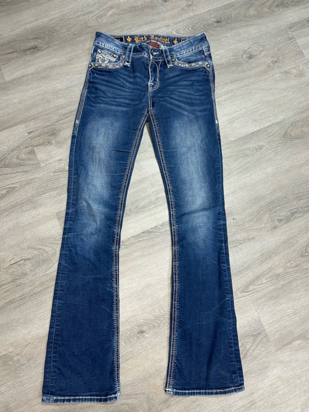 Rock Revival Tali Mid Rise Boot Cut Embellished Women’s Y2K Rhinestones Size 26